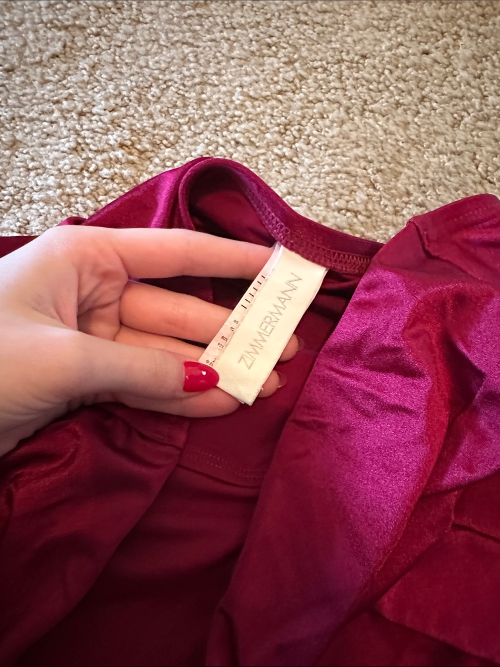 Zimmermann Belted Strapless One-Piece Swimsuit in Burgundy - Picture 4 of 4